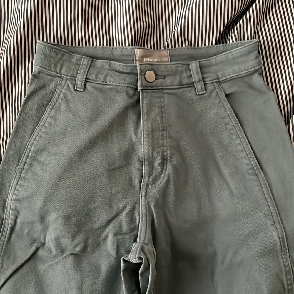 Everlane barrel pant in sage color